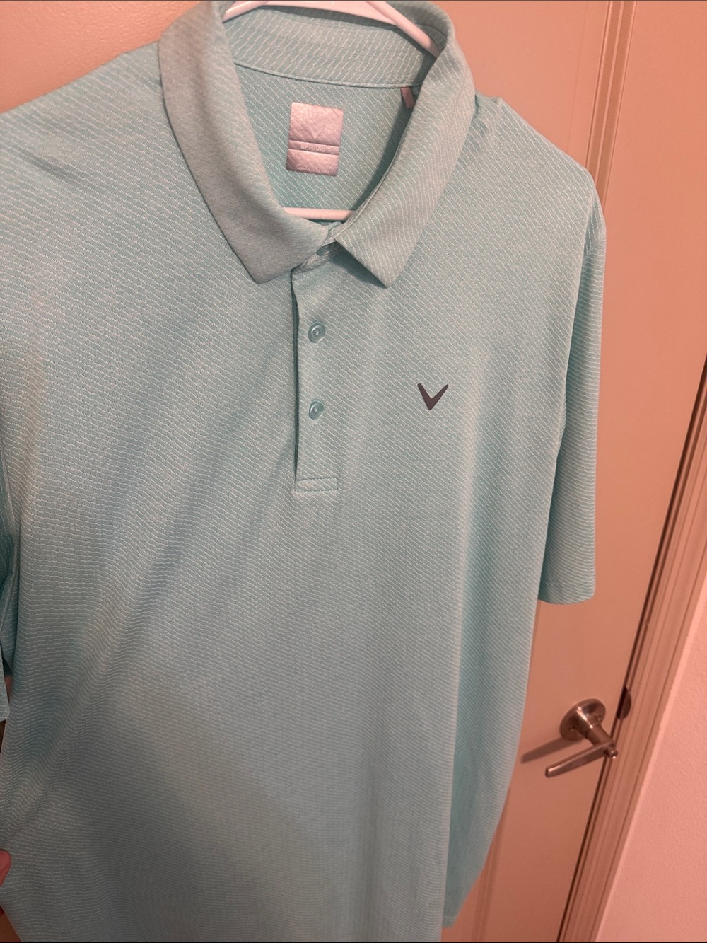 Men's Light Aqua Polo Shirt with Subtle Texture